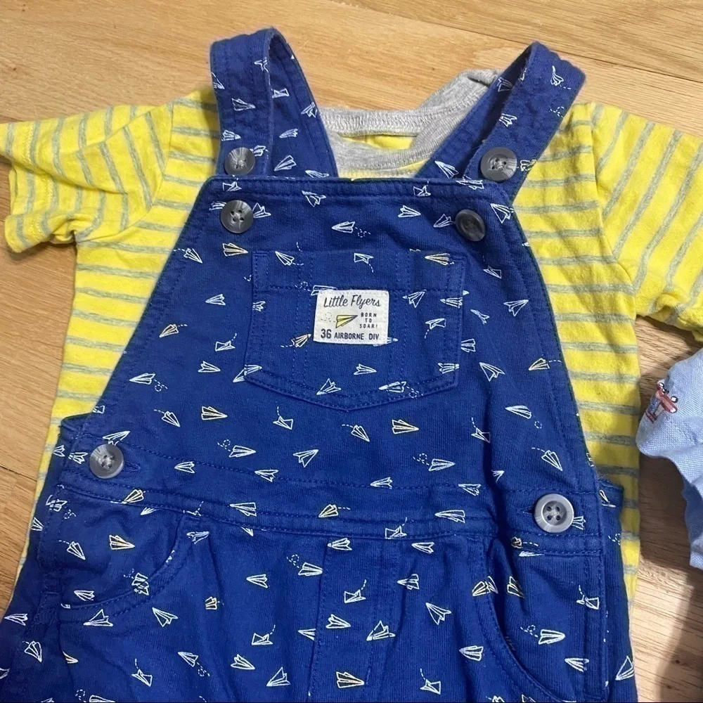 18 mos Overalls Shorts Outfits Bundle Boys Yellow Blue Green Carter’s & Other